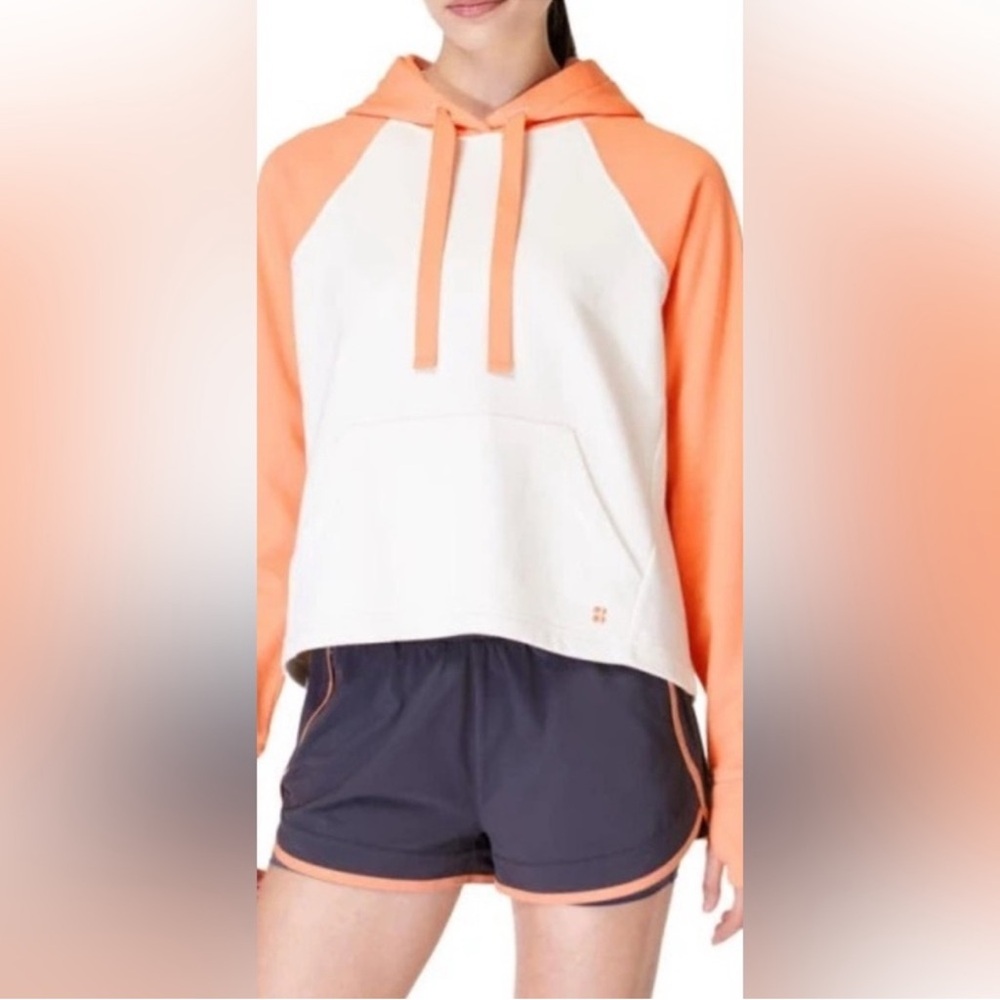 Sweaty Betty Vibrant Orange and Cream Hoodie